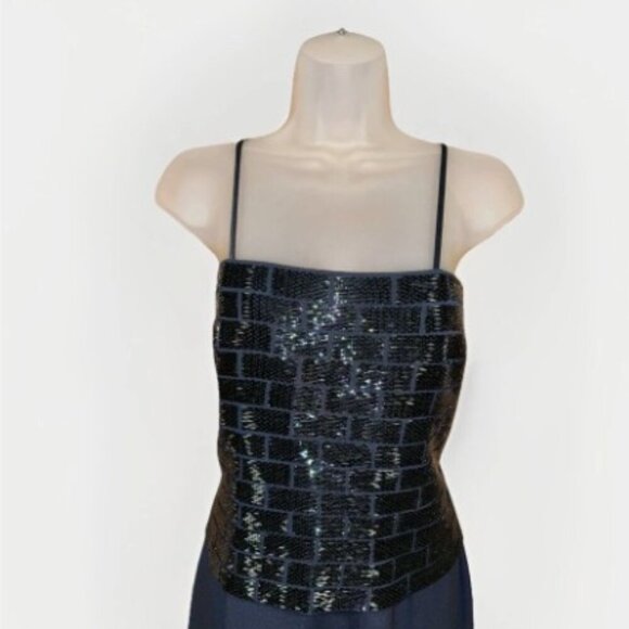 DAYMOR Couture Column Gown w/ Jacket Mother of Bride/Groom Blue Beaded Size 10 - Picture 9 of 16